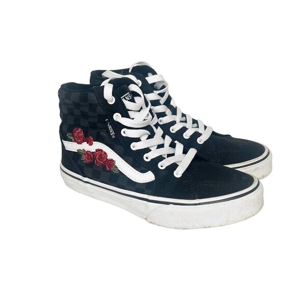 VANS Filmore Hi Embroidered Sneakers High Top Black Grey Red Kids Sz US 2 UK 1.5 - Picture 2 of 11